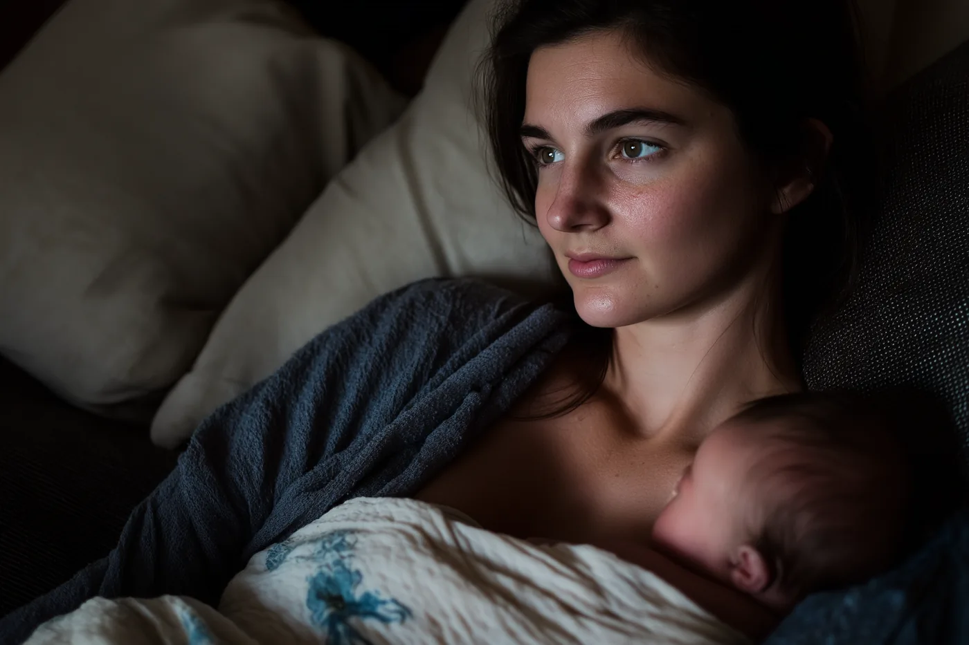 A parent holding their newborn close