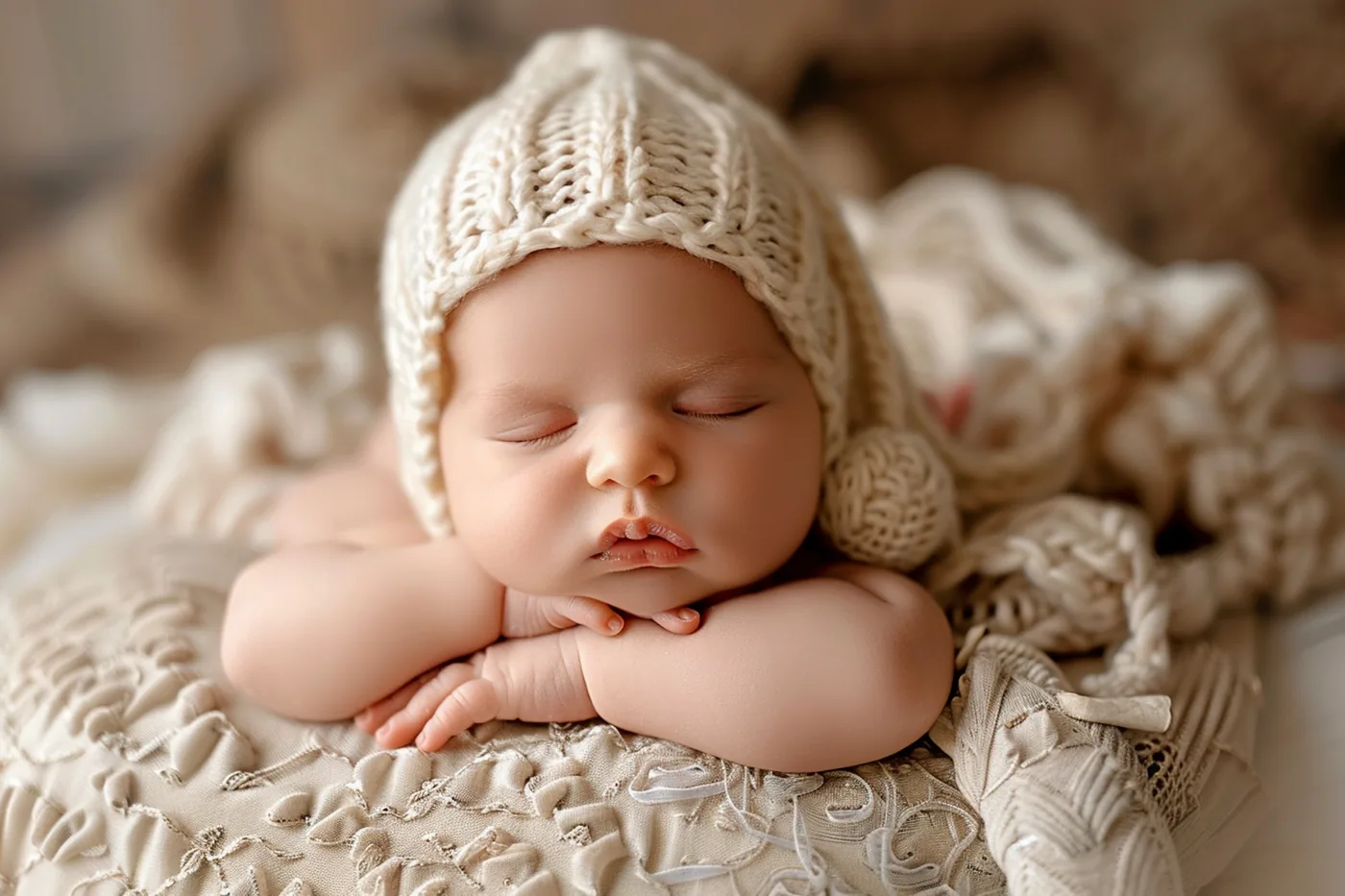 A newborn asleep, settled after a feed
